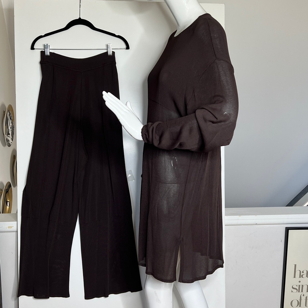 Yves Saint Laurent Sz 36 Vintage Two Piece 100% Knit Viscose Pant Tunic Set